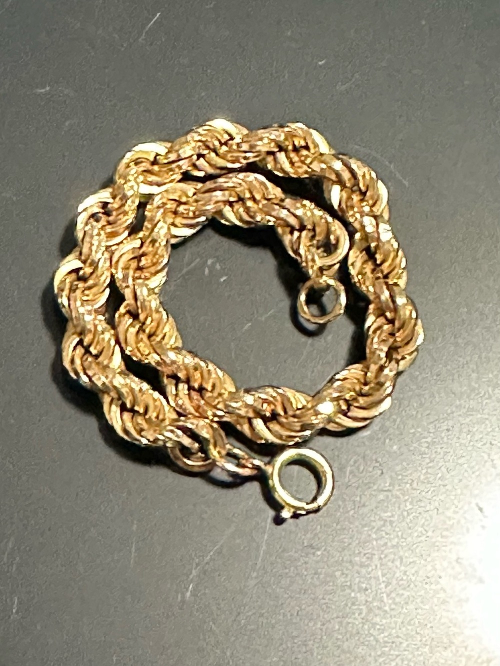 18K Real Gold Twisted Rope Bracelet - Men and Women Jewelry 10g. 7.75” long.